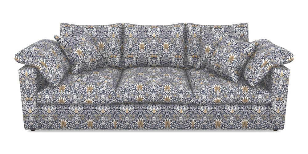Product photograph of Big Softie Straight Arm 4 Seater Straight Arm Sofa In William Morris Collection - Snakeshead - Indigo Hemp from Sofas and Stuff Limited