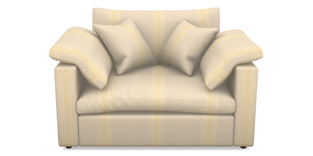 Product photograph of Big Softie Straight Arm Straight Arm Snuggler In Cloth 22 - Racing Stripes Cheltenham - Lemon from Sofas and Stuff Limited