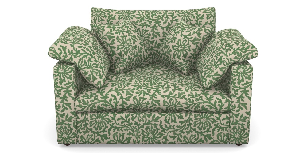 Product photograph of Big Softie Straight Arm Straight Arm Snuggler In V A Brompton Collection - Floral Scroll - Basil from Sofas and Stuff Limited