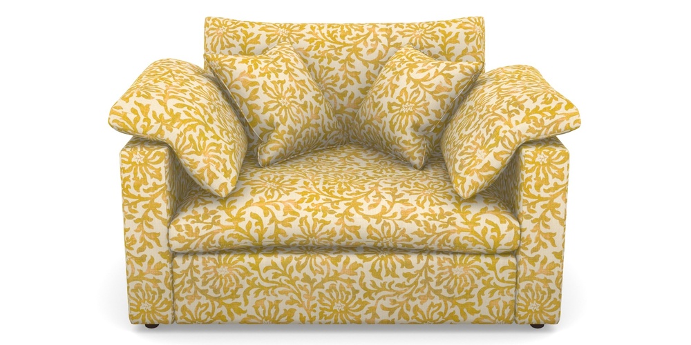 Product photograph of Big Softie Straight Arm Straight Arm Snuggler In V A Brompton Collection - Floral Scroll - Corn from Sofas and Stuff Limited