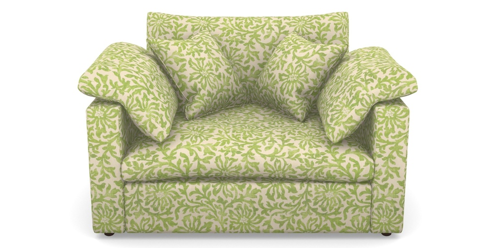 Product photograph of Big Softie Straight Arm Straight Arm Snuggler In V A Brompton Collection - Floral Scroll - Lime from Sofas and Stuff Limited