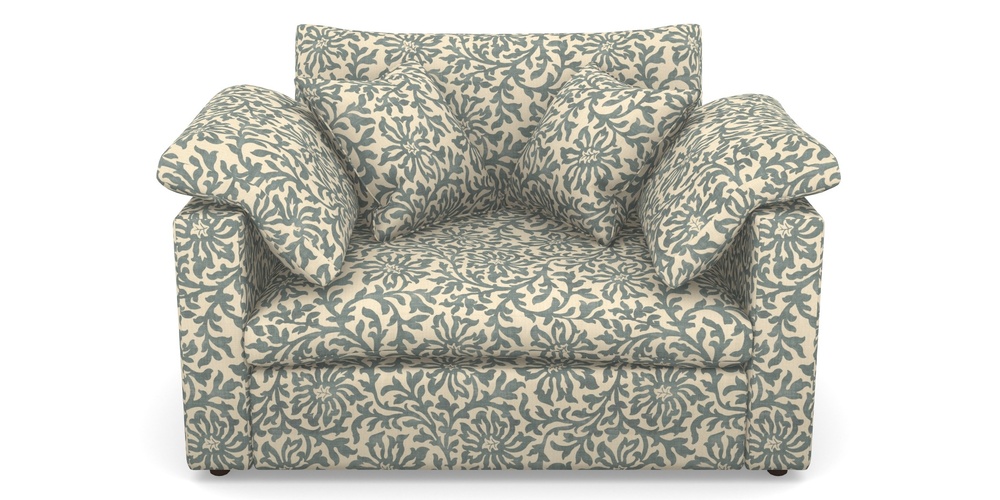 Product photograph of Big Softie Straight Arm Straight Arm Snuggler In V A Brompton Collection - Floral Scroll - Pebble from Sofas and Stuff Limited