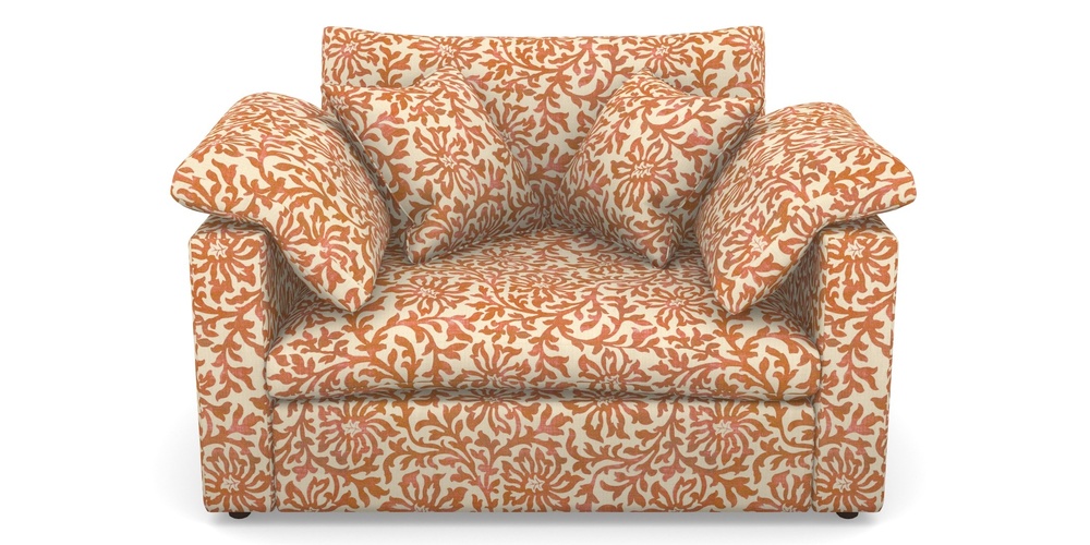 Product photograph of Big Softie Straight Arm Straight Arm Snuggler In V A Brompton Collection - Floral Scroll - Terracotta from Sofas and Stuff Limited