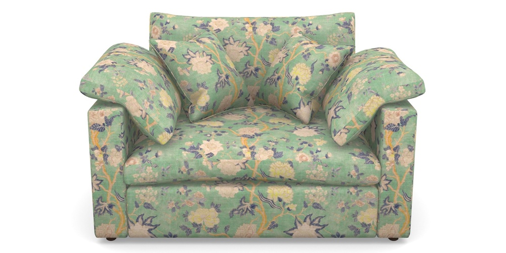 Product photograph of Big Softie Straight Arm Straight Arm Snuggler In Floral Linen - Even So Verde from Sofas and Stuff Limited