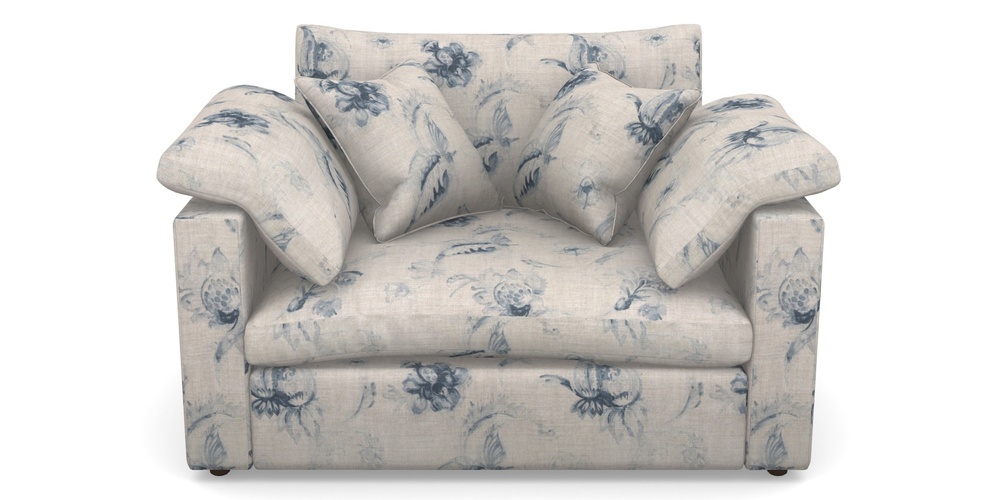 Product photograph of Big Softie Straight Arm Straight Arm Snuggler In Floral Linen - Lela Mystery Indigo from Sofas and Stuff Limited