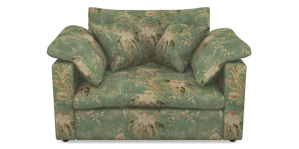 Product photograph of Big Softie Straight Arm Straight Arm Snuggler In Floral Linen - Zefferino Emerald from Sofas and Stuff Limited