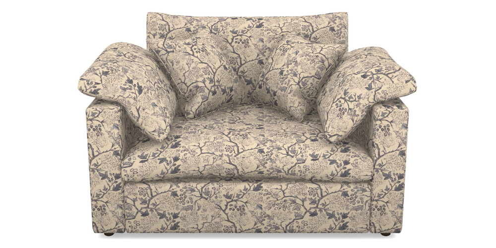 Product photograph of Big Softie Straight Arm Straight Arm Snuggler In Rhs Collection - Gertrude Jekyll Linen Cotton Blend - Navy from Sofas and Stuff Limited