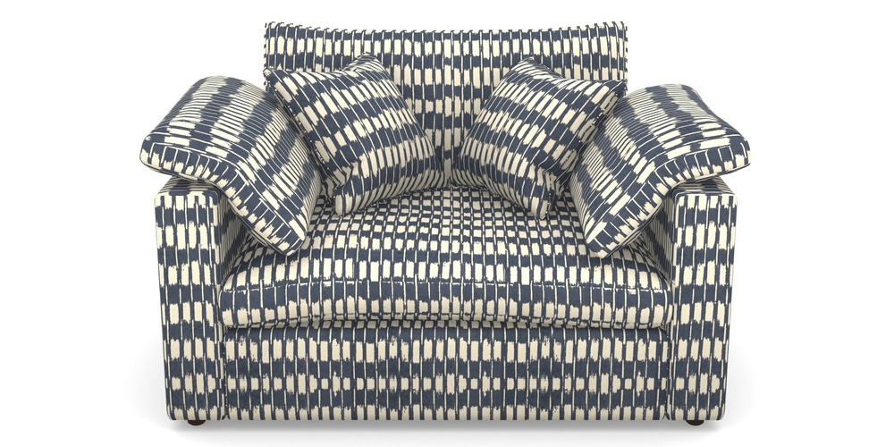 Product photograph of Big Softie Straight Arm Straight Arm Snuggler In V A Brompton Collection - Ikat - Midnight Blue from Sofas and Stuff Limited