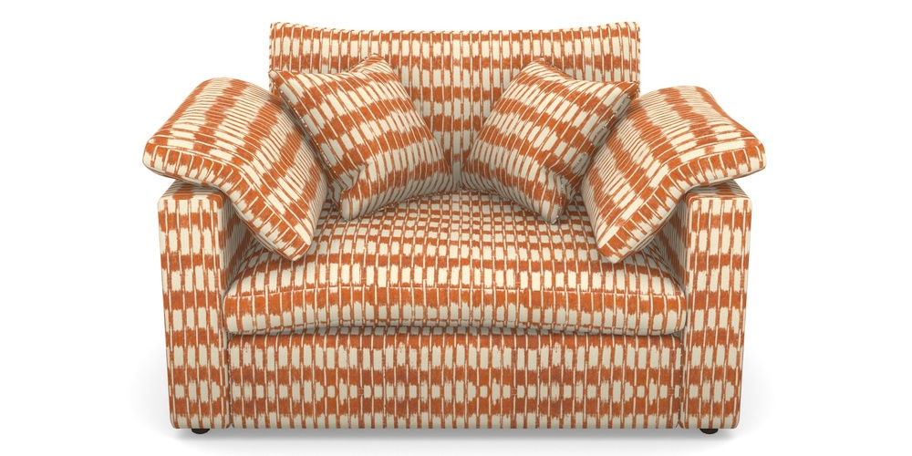 Product photograph of Big Softie Straight Arm Straight Arm Snuggler In V A Brompton Collection - Ikat - Terracotta from Sofas and Stuff Limited