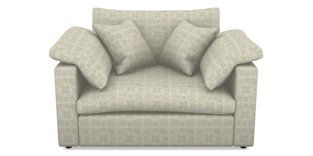 Product photograph of Big Softie Straight Arm Straight Arm Snuggler In Rhs Collection - Small Knot Garden Cotton Weave - Pistachio from Sofas and Stuff Limited