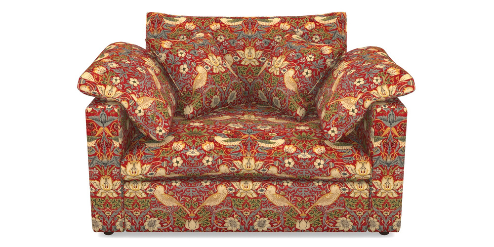 Product photograph of Big Softie Straight Arm Straight Arm Snuggler In William Morris Collection - Strawberry Thief - Crimson Slate from Sofas and Stuff Limited