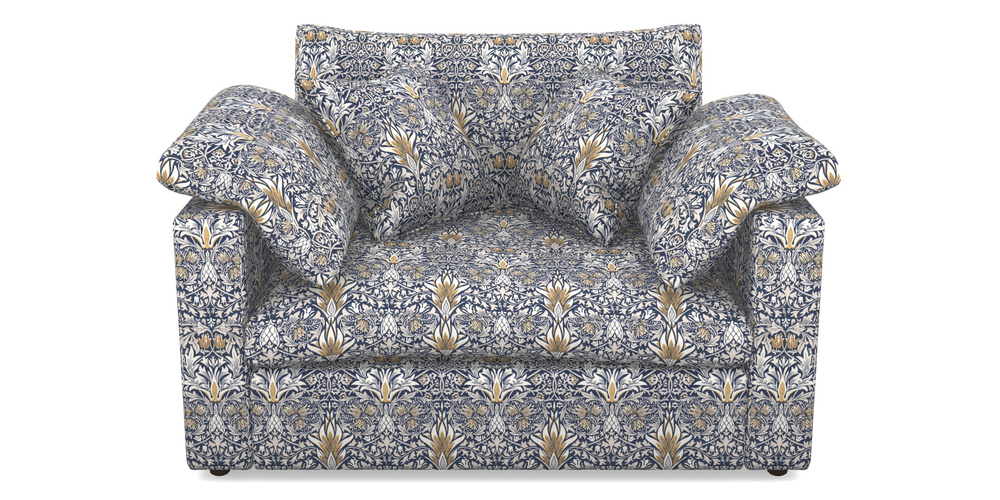 Product photograph of Big Softie Straight Arm Straight Arm Snuggler In William Morris Collection - Snakeshead - Indigo Hemp from Sofas and Stuff Limited