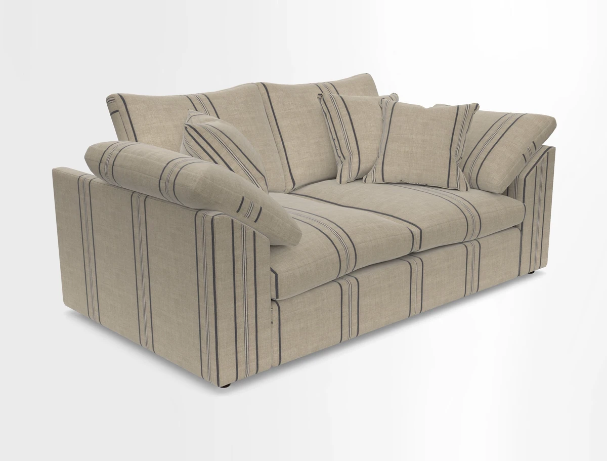 Big Softie Sloped Arm 2 Seater Sofa in Two Tone Plain Biscuit