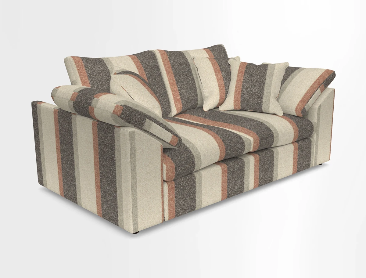 Big Softie Sloped Arm 2 Seater Sofa in Two Tone Plain Biscuit