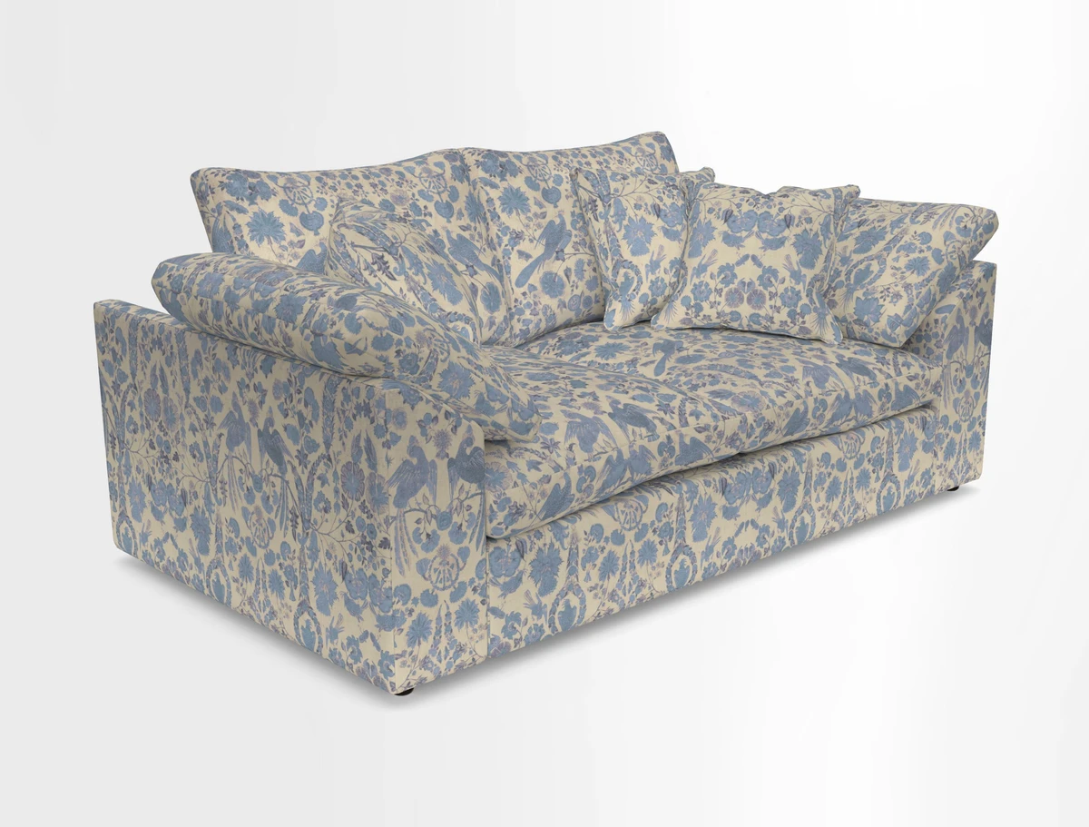 Big Softie Sloped Arm 2 Seater Sofa in Two Tone Plain Biscuit