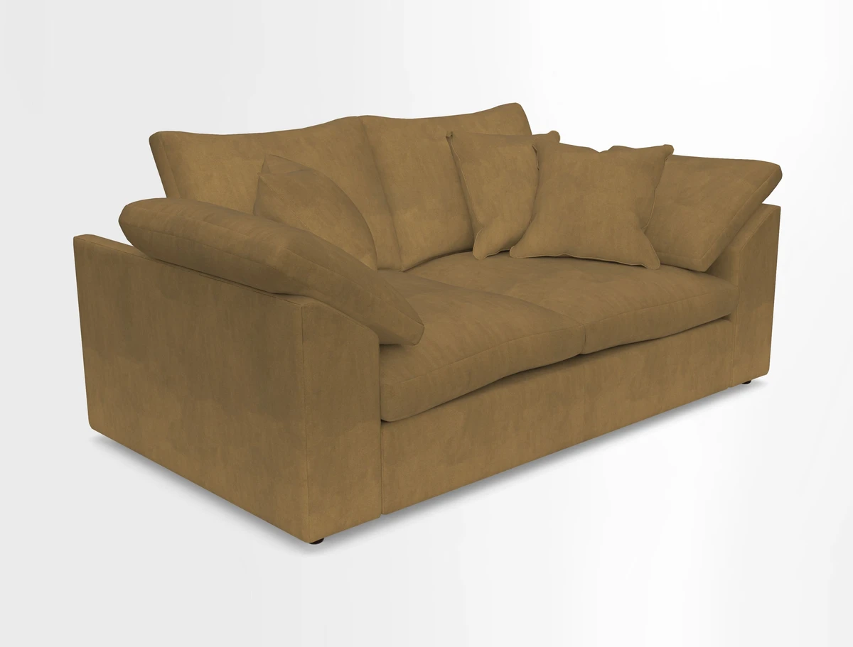 Big Softie Sloped Arm 2 Seater Sofa in Two Tone Plain Biscuit