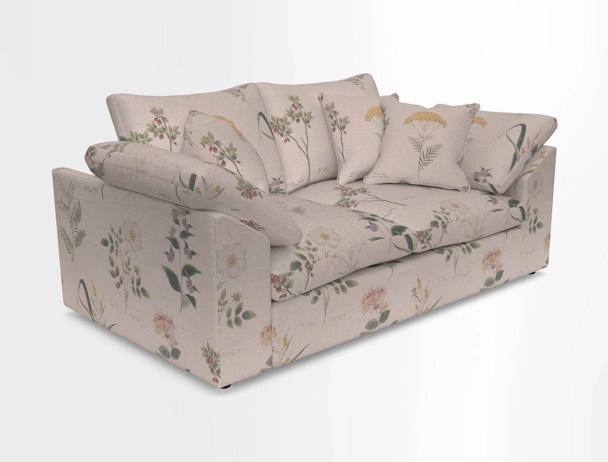 Big Softie Sloped Arm 2 Seater Sofa in Two Tone Plain Biscuit
