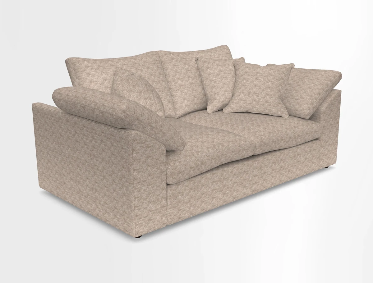 Big Softie Sloped Arm 2 Seater Sofa in Two Tone Plain Biscuit