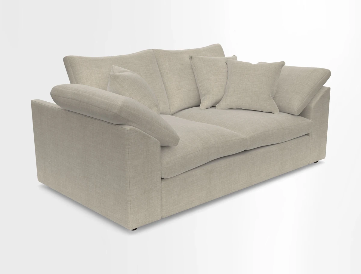Big Softie Sloped Arm 2 Seater Sofa in Two Tone Plain Biscuit