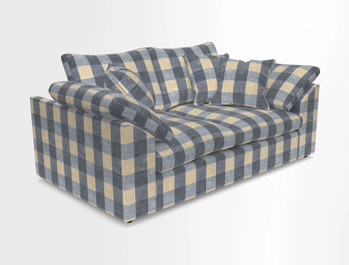 Big Softie Sloped Arm 2 Seater Sofa in Two Tone Plain Biscuit