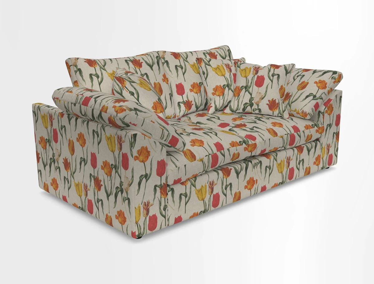 Big Softie Sloped Arm 2 Seater Sofa in Two Tone Plain Biscuit