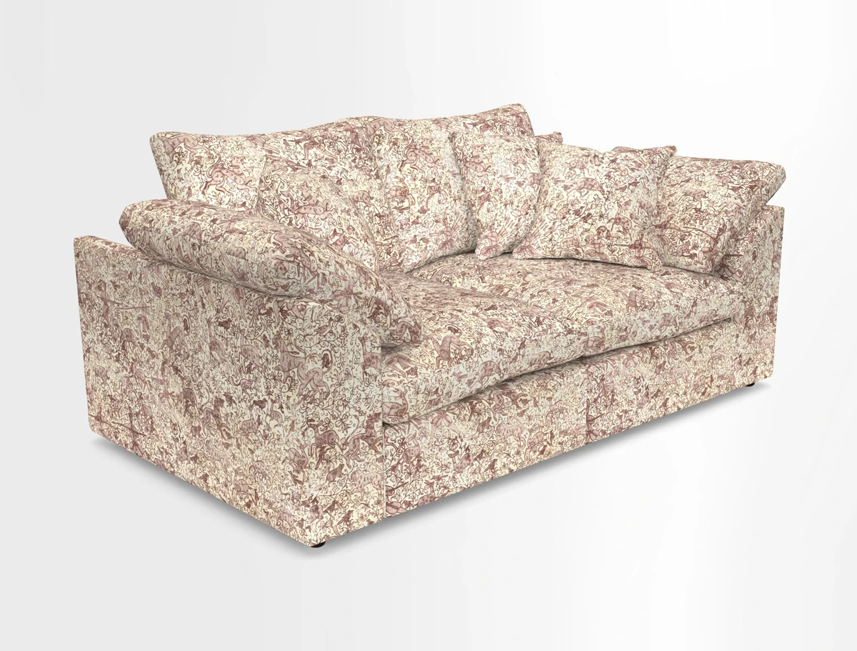 Big Softie Sloped Arm 2 Seater Sofa in Two Tone Plain Biscuit