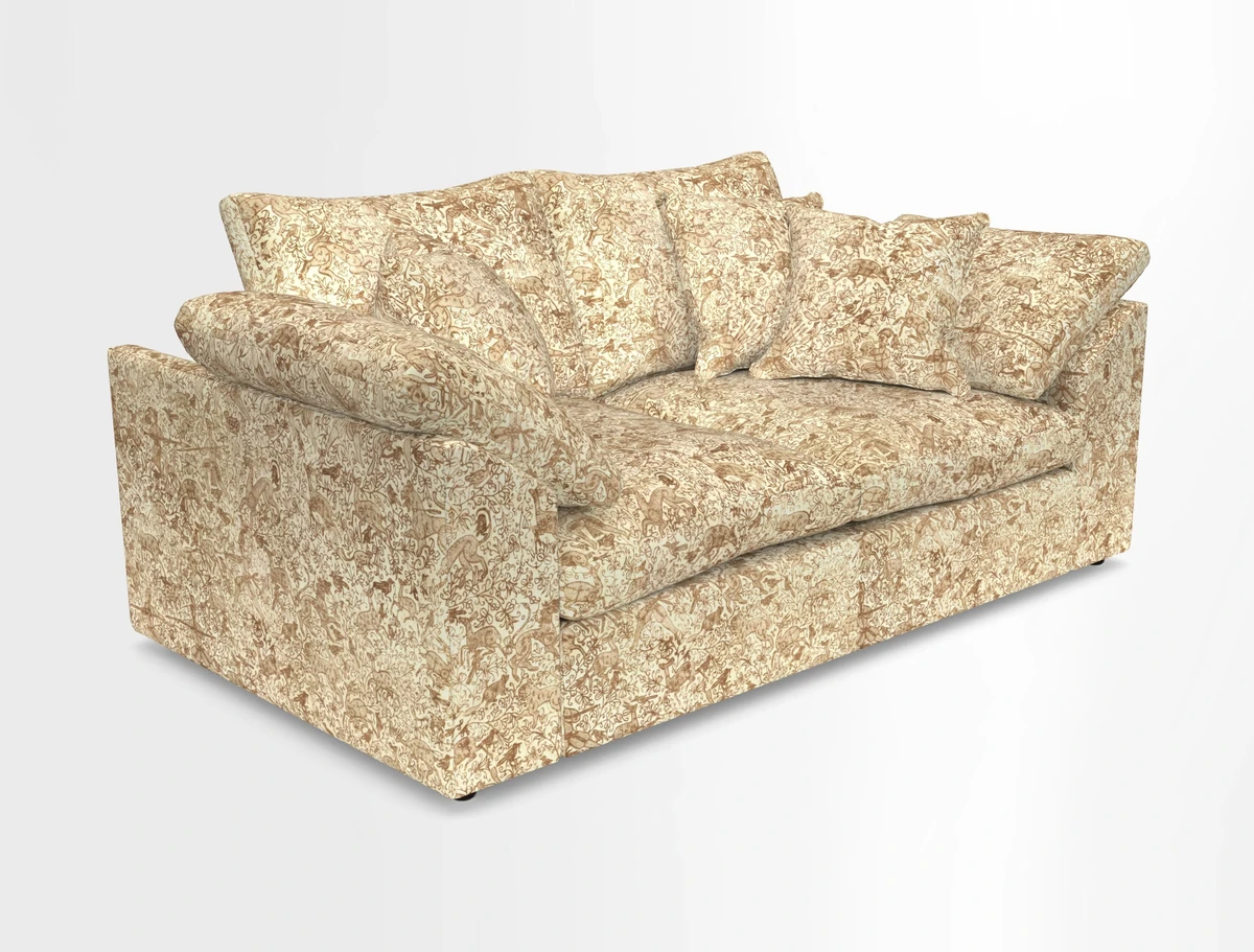 Big Softie Sloped Arm 2 Seater Sofa in Two Tone Plain Biscuit