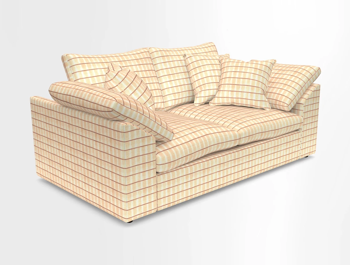 Big Softie Sloped Arm 2 Seater Sofa in Two Tone Plain Biscuit