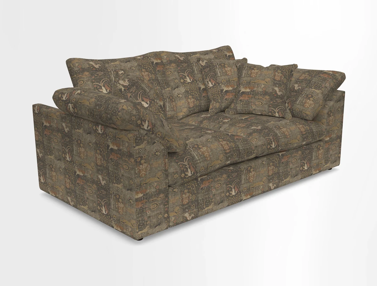 Big Softie Sloped Arm 2 Seater Sofa in Two Tone Plain Biscuit
