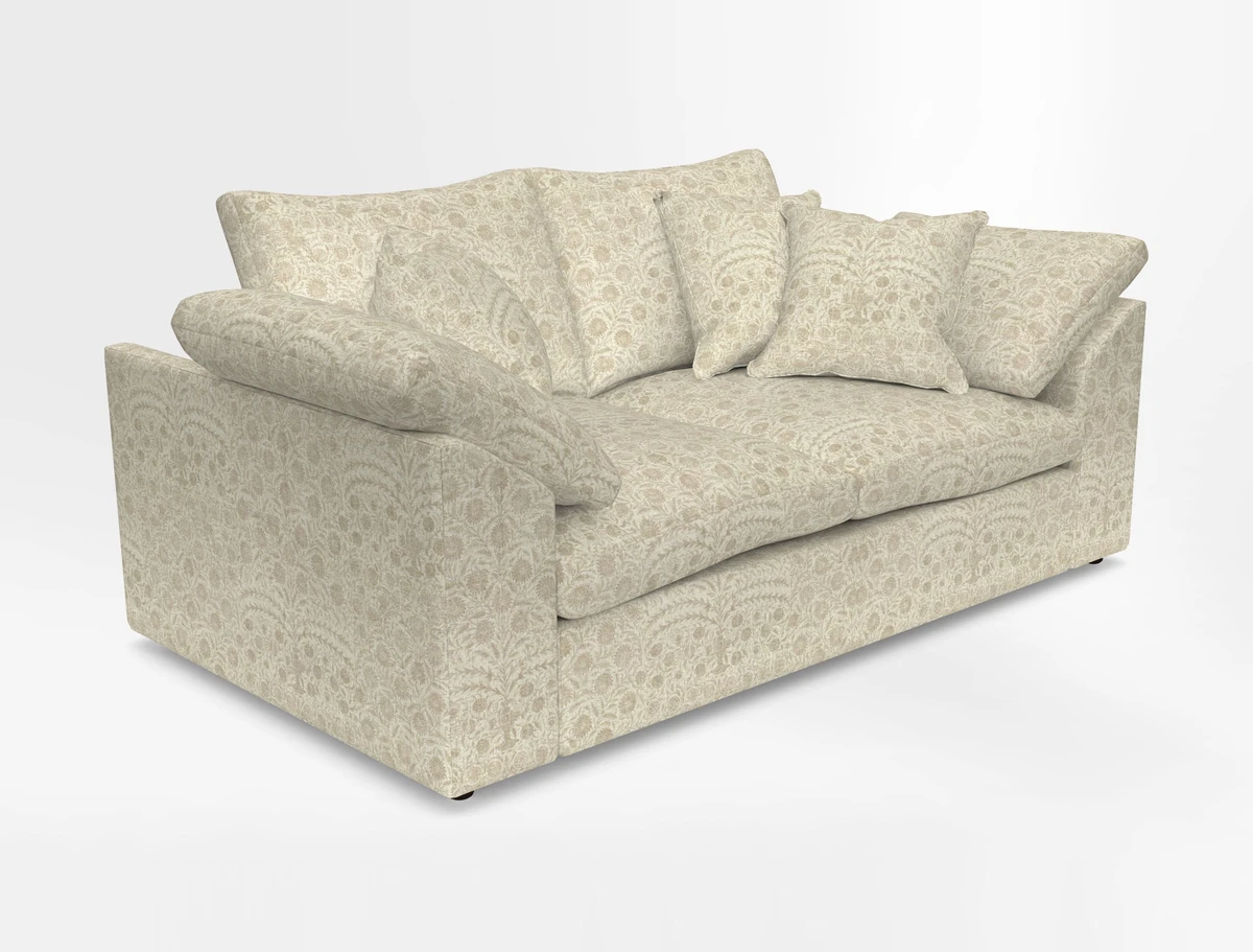 Big Softie Sloped Arm 2 Seater Sofa in Two Tone Plain Biscuit