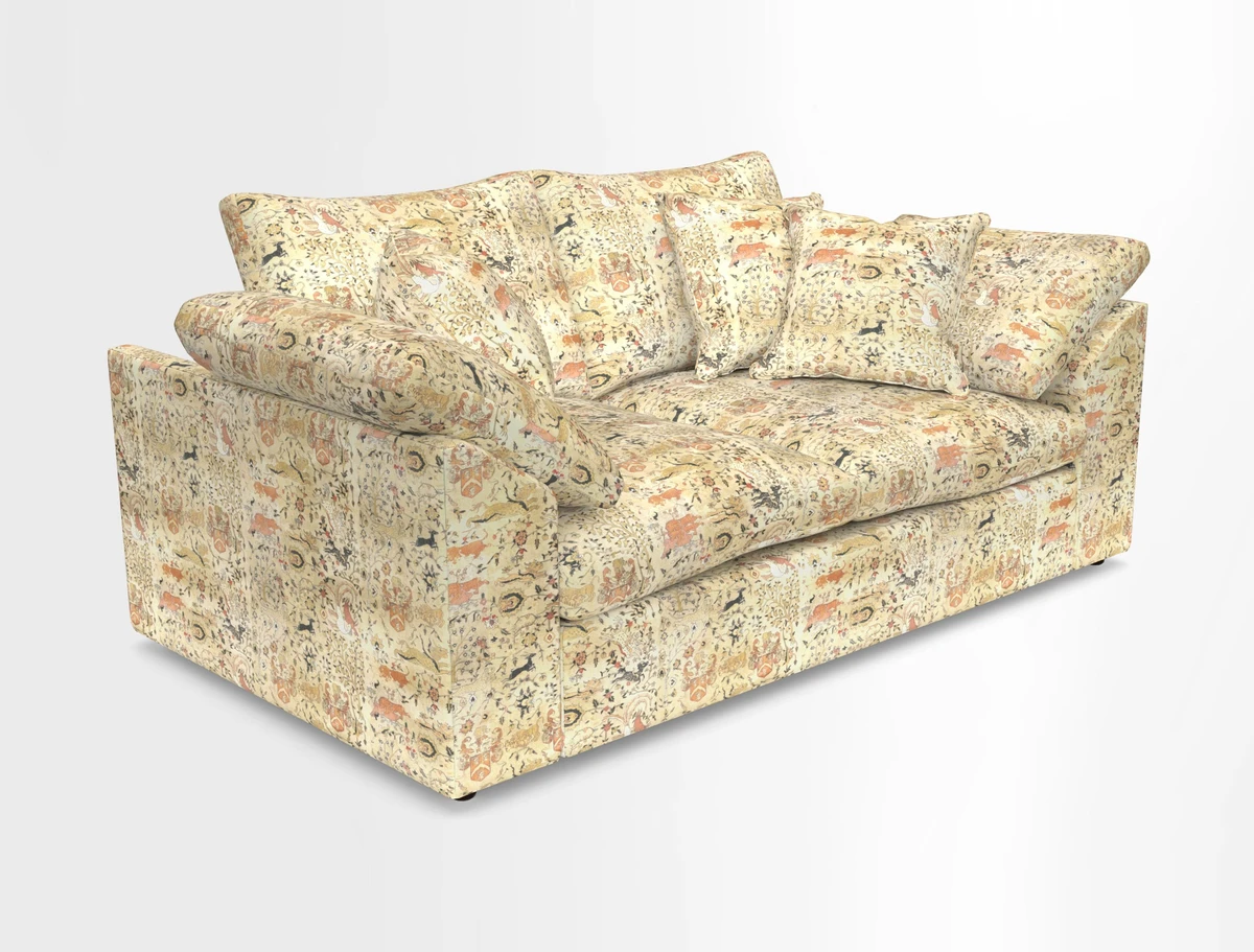 Big Softie Sloped Arm 2 Seater Sofa in Two Tone Plain Biscuit