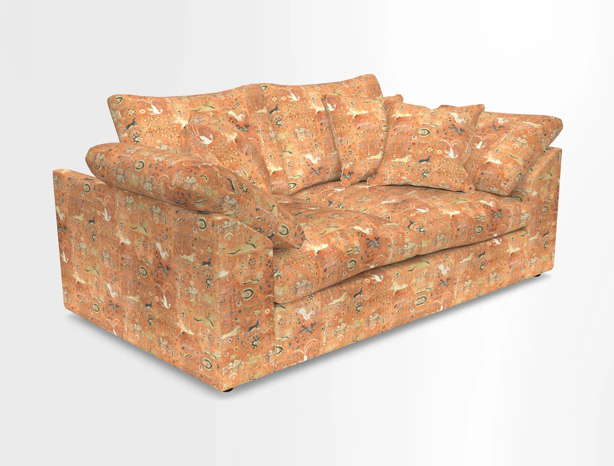 Big Softie Sloped Arm 2 Seater Sofa in Two Tone Plain Biscuit