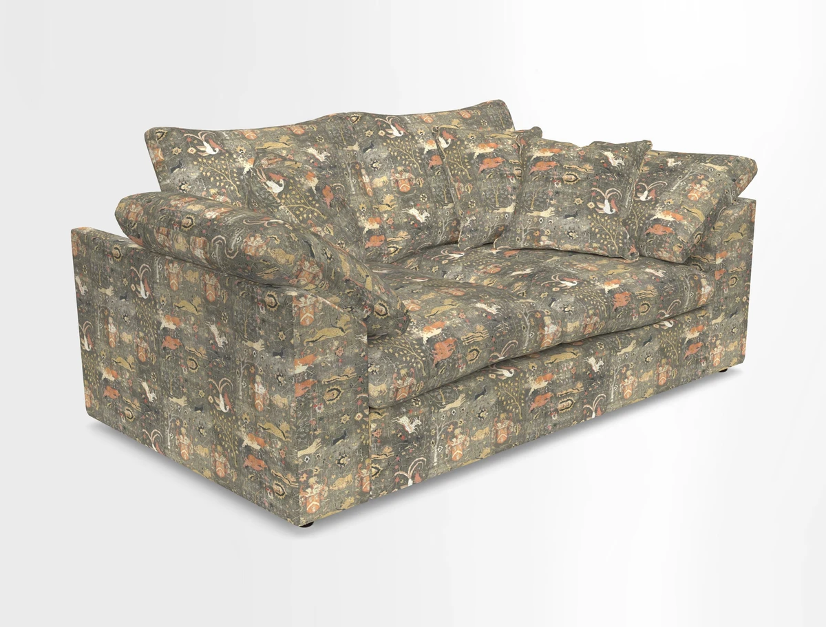 Big Softie Sloped Arm 2 Seater Sofa in Two Tone Plain Biscuit