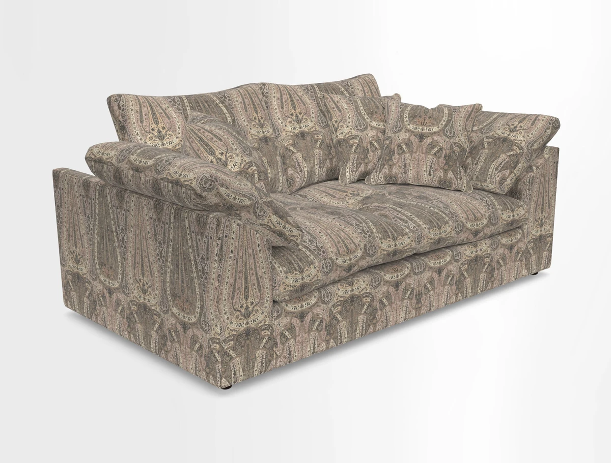 Big Softie Sloped Arm 2 Seater Sofa in Two Tone Plain Biscuit