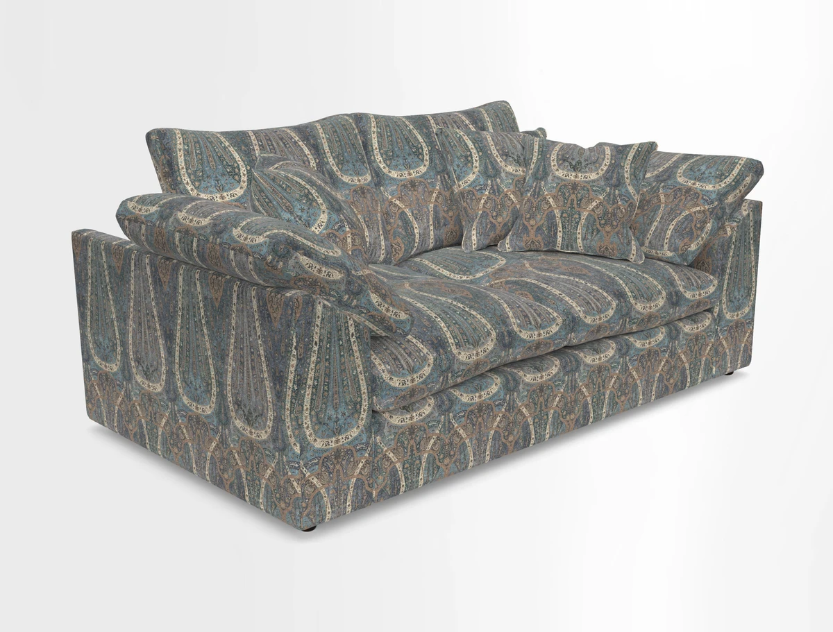 Big Softie Sloped Arm 2 Seater Sofa in Two Tone Plain Biscuit