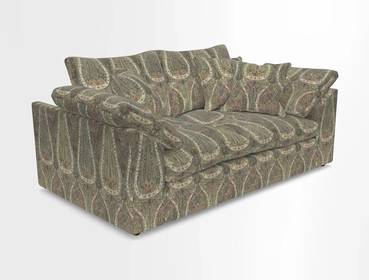 Big Softie Sloped Arm 2 Seater Sofa in Two Tone Plain Biscuit