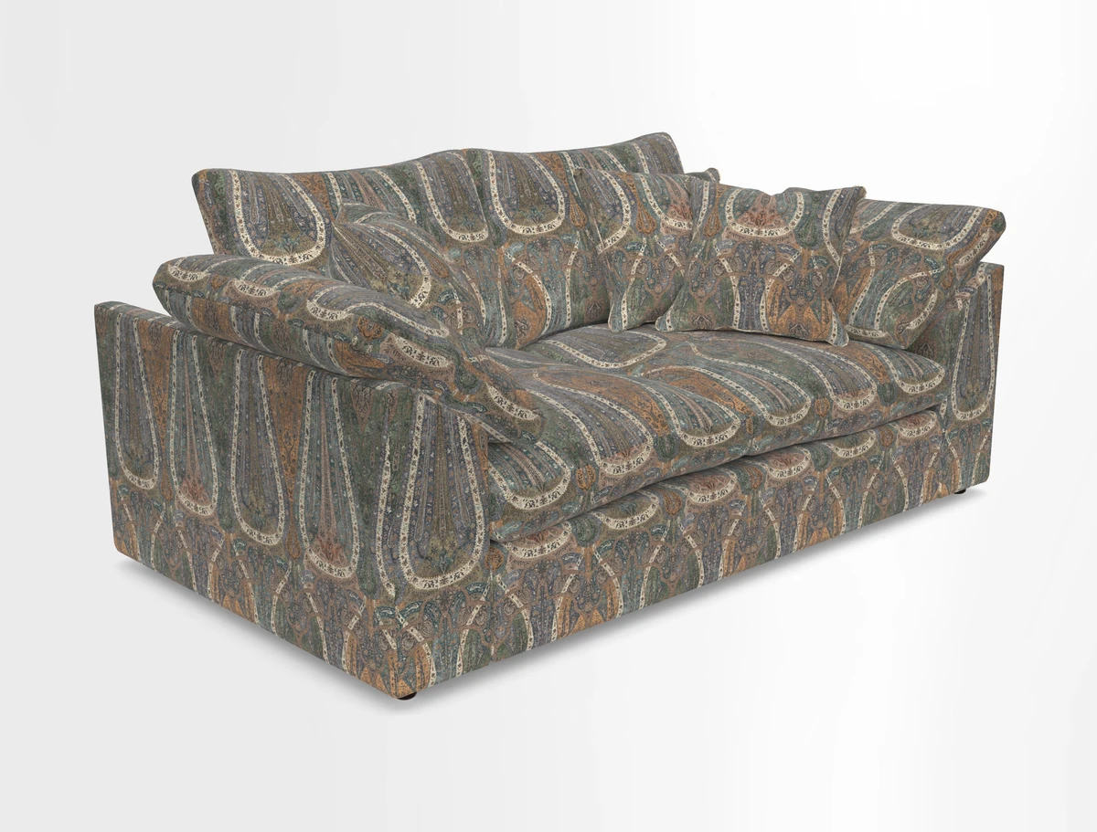 Big Softie Sloped Arm 2 Seater Sofa in Two Tone Plain Biscuit