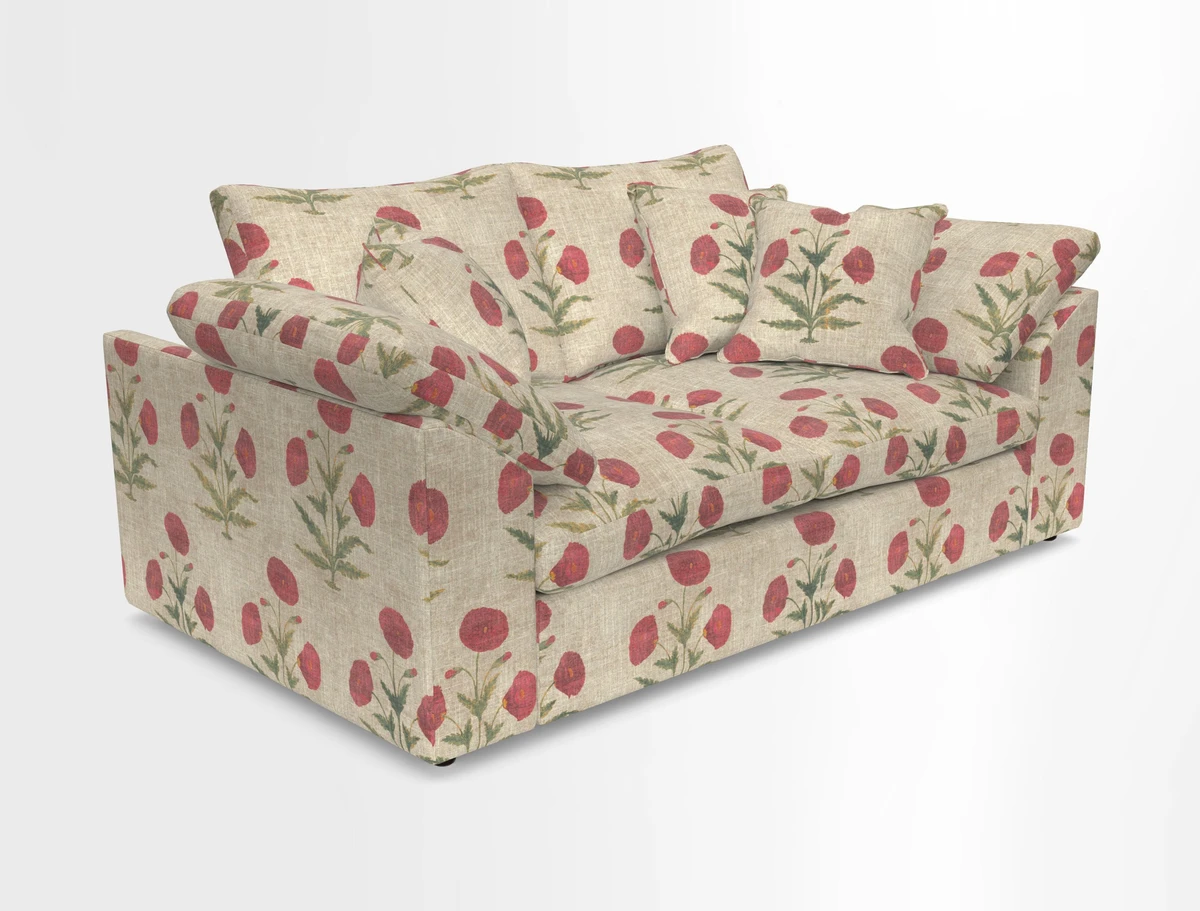 Big Softie Sloped Arm 2 Seater Sofa in Two Tone Plain Biscuit