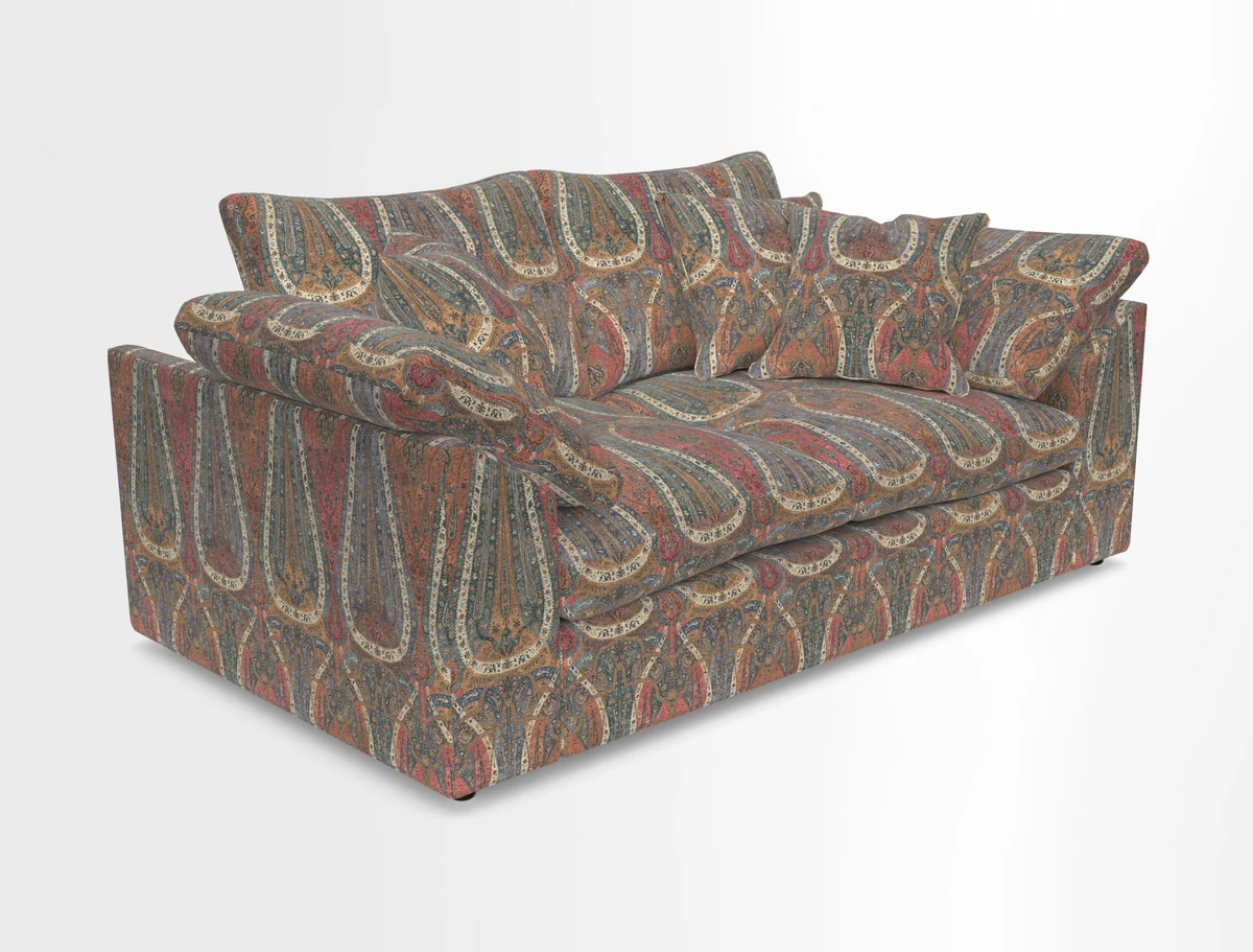 Big Softie Sloped Arm 2 Seater Sofa in Two Tone Plain Biscuit
