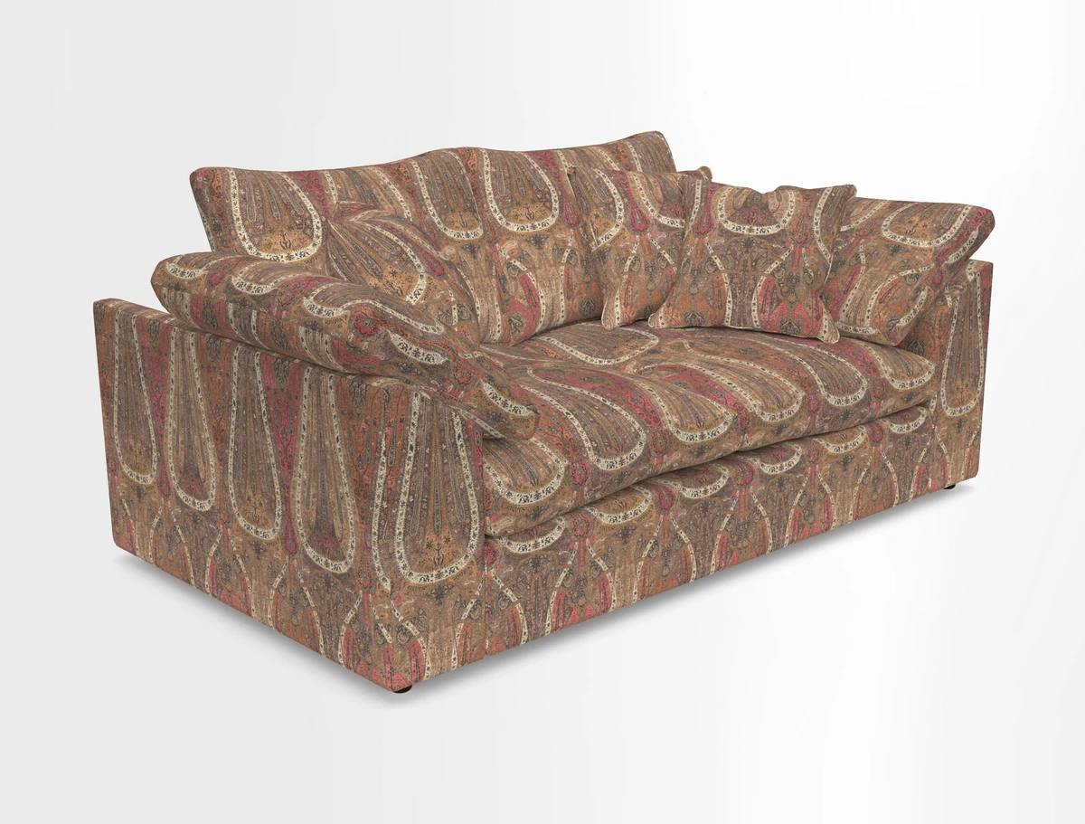 Big Softie Sloped Arm 2 Seater Sofa in Two Tone Plain Biscuit