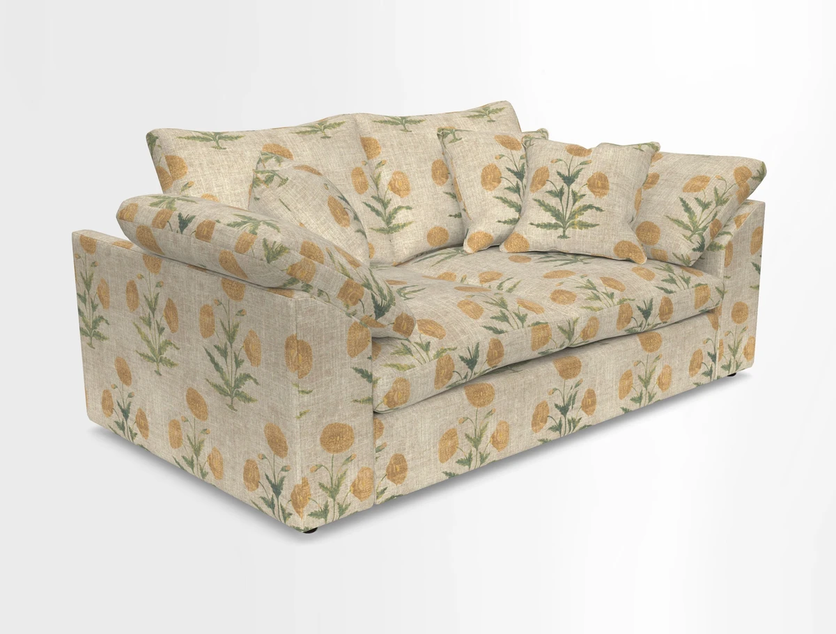 Big Softie Sloped Arm 2 Seater Sofa in Two Tone Plain Biscuit