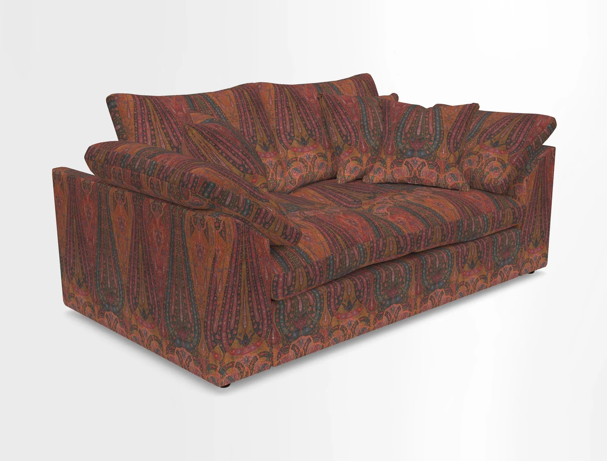 Big Softie Sloped Arm 2 Seater Sofa in Two Tone Plain Biscuit