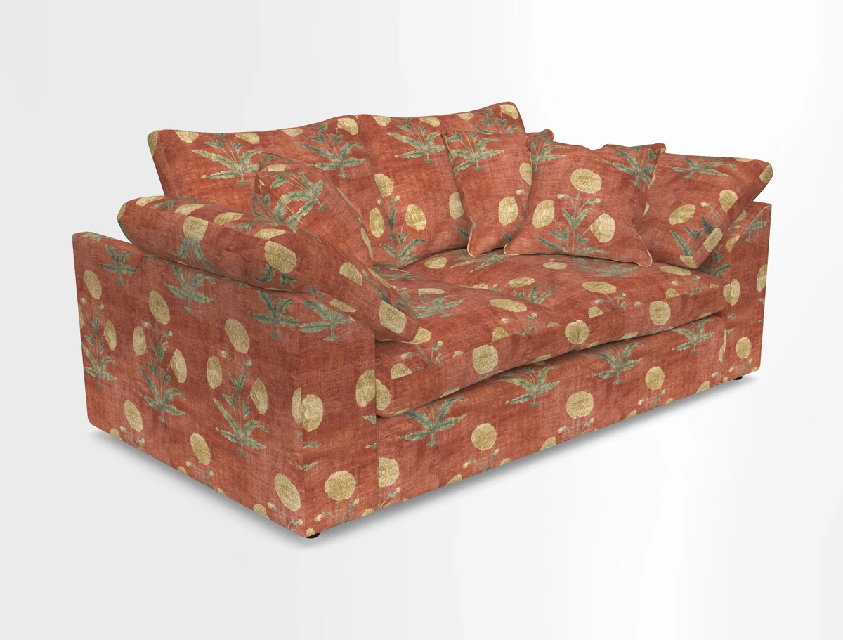 Big Softie Sloped Arm 2 Seater Sofa in Two Tone Plain Biscuit