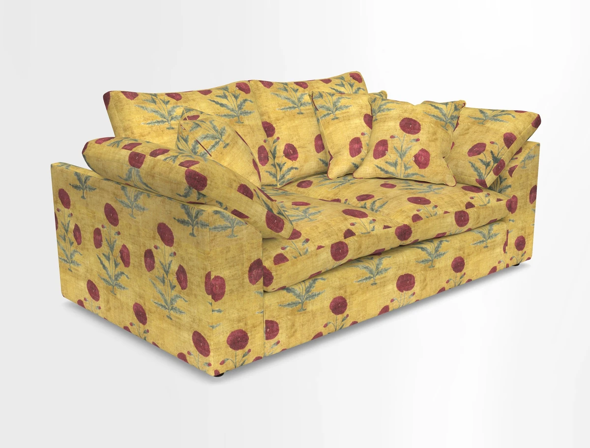 Big Softie Sloped Arm 2 Seater Sofa in Two Tone Plain Biscuit