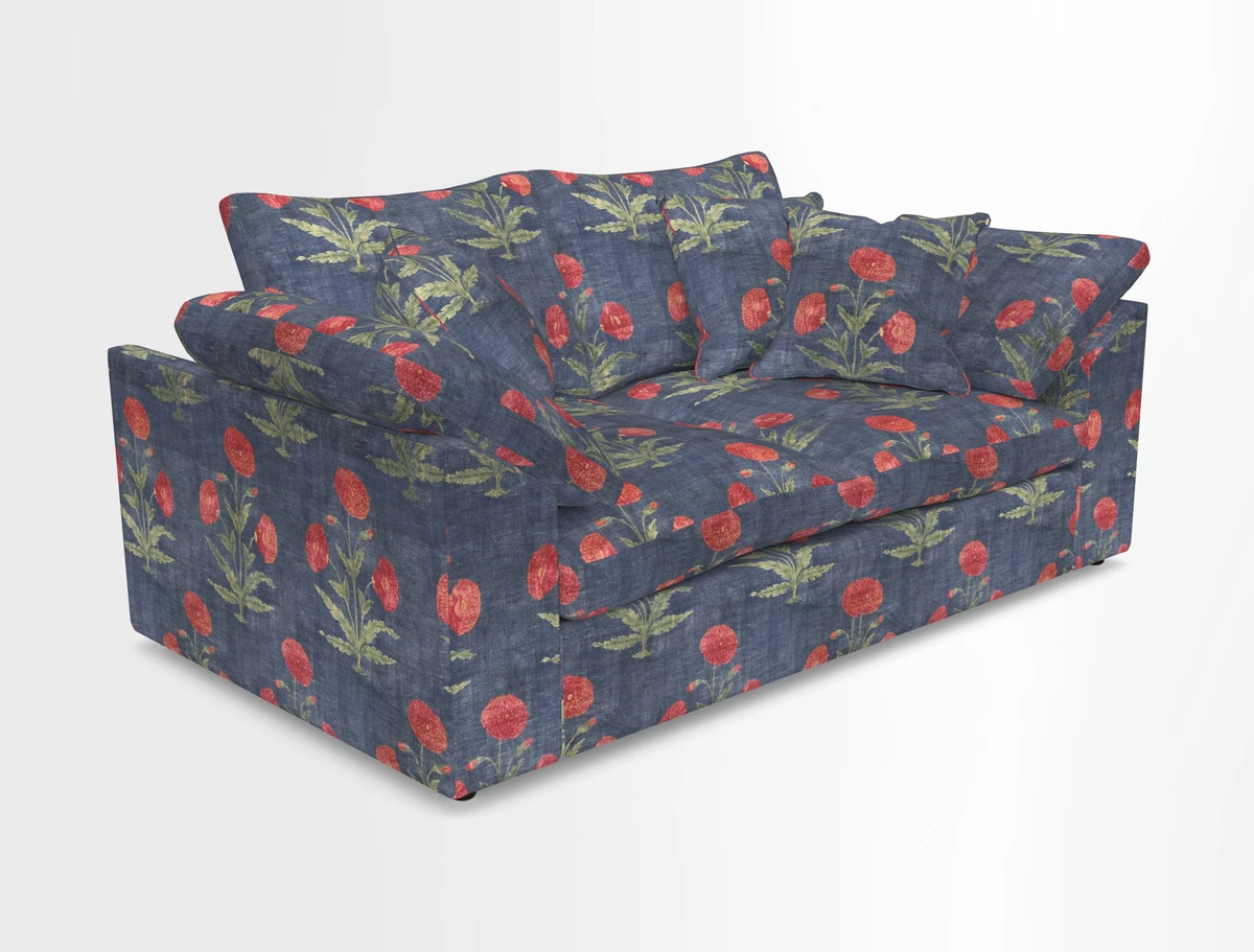 Big Softie Sloped Arm 2 Seater Sofa in Two Tone Plain Biscuit