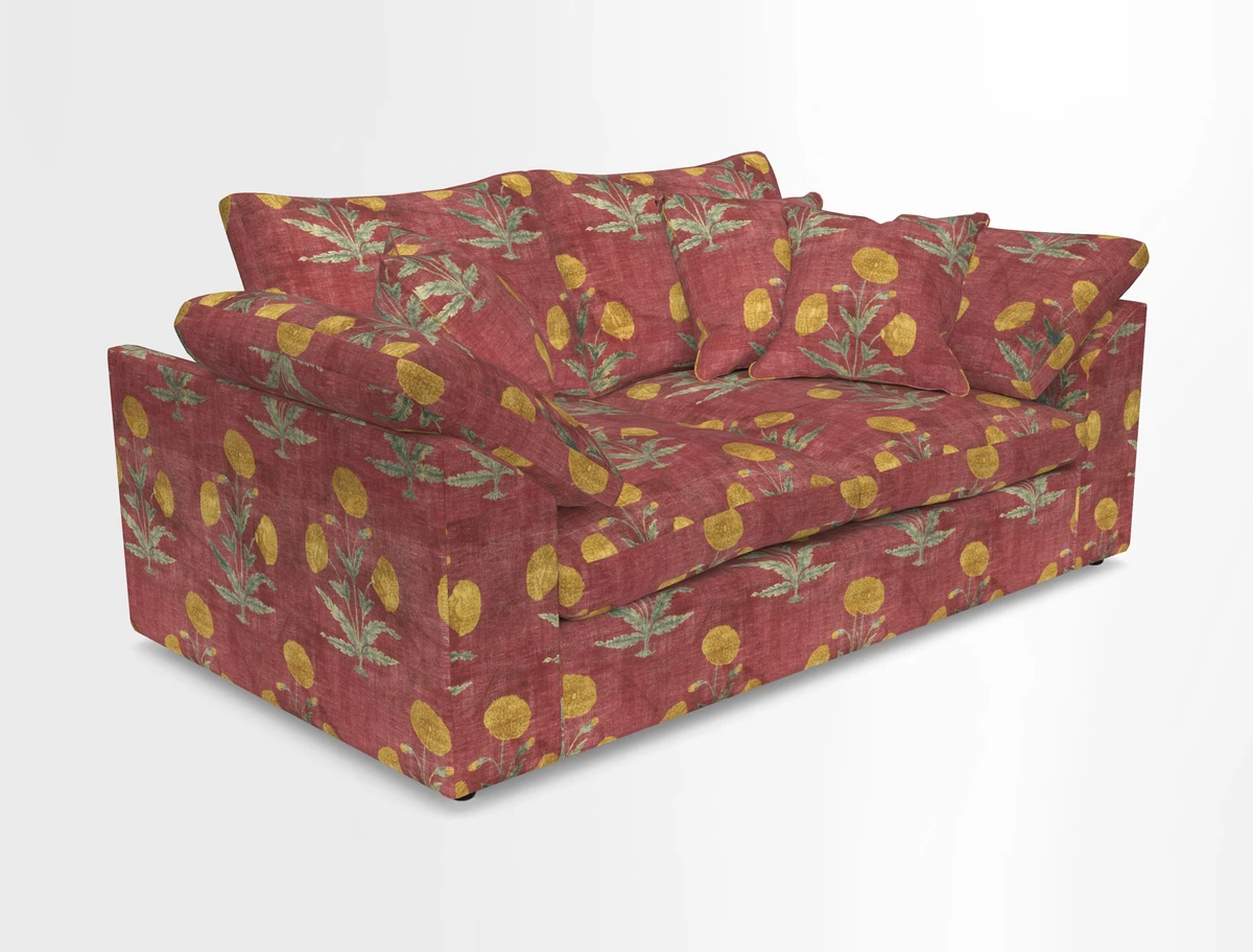 Big Softie Sloped Arm 2 Seater Sofa in Two Tone Plain Biscuit