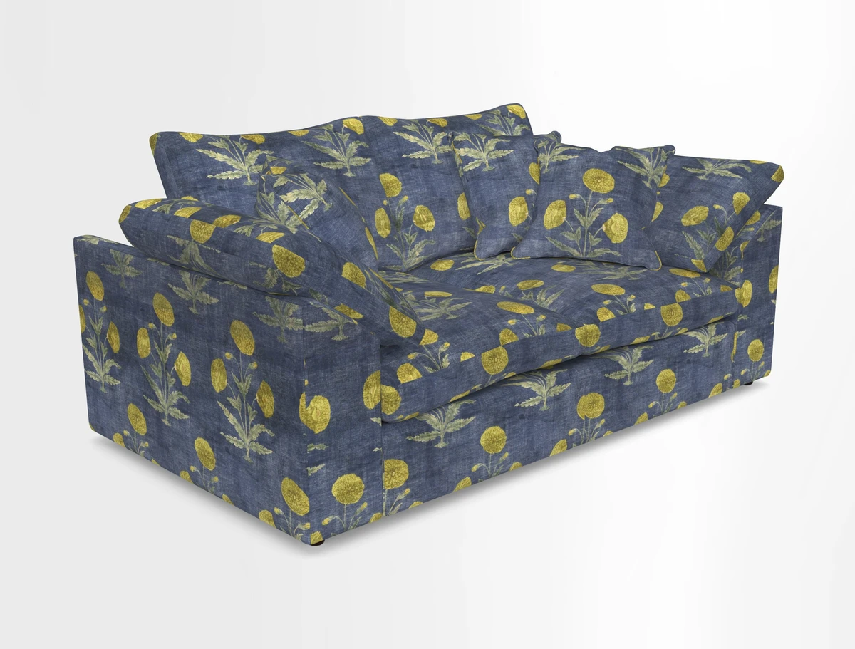 Big Softie Sloped Arm 2 Seater Sofa in Two Tone Plain Biscuit