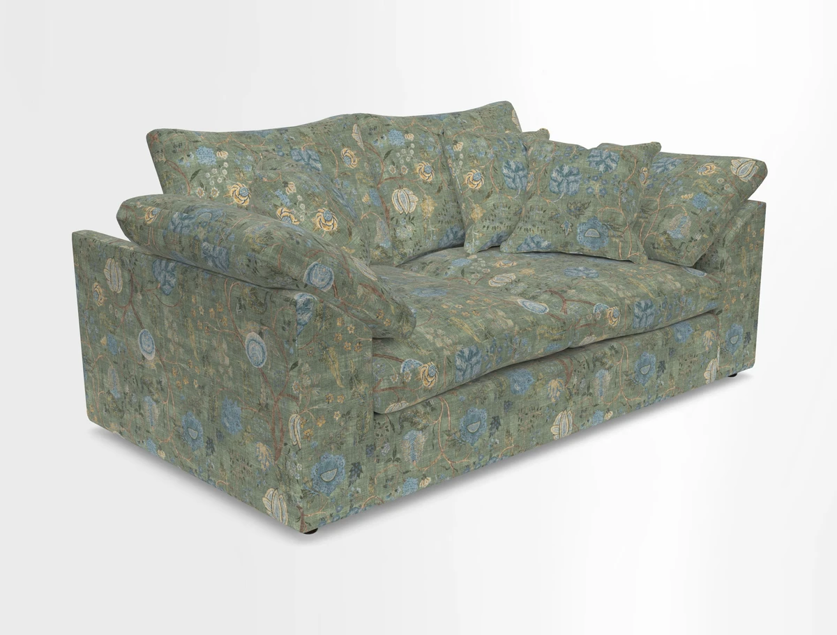 Big Softie Sloped Arm 2 Seater Sofa in Two Tone Plain Biscuit