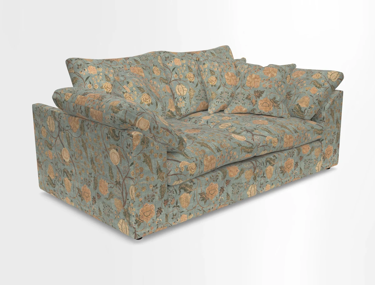 Big Softie Sloped Arm 2 Seater Sofa in Two Tone Plain Biscuit