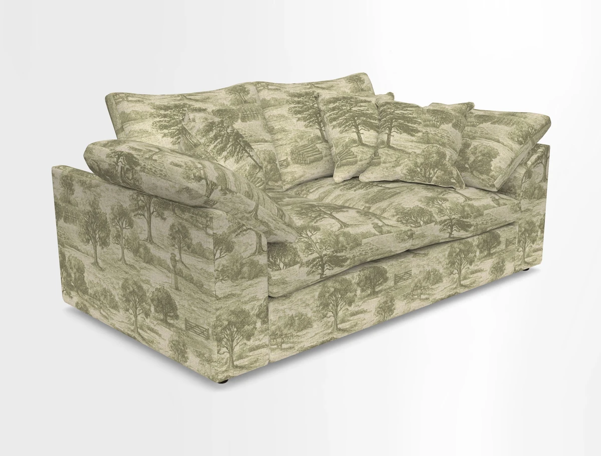 Big Softie Sloped Arm 2 Seater Sofa in Two Tone Plain Biscuit